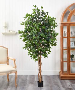 Nearly Natural 6ft. Ficus Artificial Trees, 72in, Green 72 in 25 916S3O1rOqL