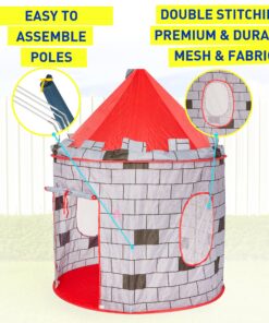 Kiddey Knight's Castle Kids Play Tent -Indoor & Outdoor Children's Playhouse - Durable & Portable with Free Carrying Bag – “Bonus” Shield and Sword Set - Makes for Boys & Girls Knights Tent 35 916SZJJZBwL 2
