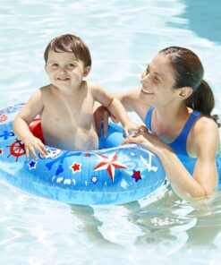 SwimSchool Lil’ Skipper Baby Boat – 6-18 Months – Inflatable Baby Pool Float with Adjustable Backrest and Safety Seat – Blue/Red Blue,red 16 916YaM5E8zL