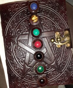 Leather Chakra Journal: Unlock Your Inner Magic with 7 Stones Celtic Notebook | Leather Bound Journal, Book of Shadows & Wiccan Gift | Diary with Lock for Witches, Goth Lovers, and D&D Enthusiasts Blank Paper 52 916cjqH7NKL