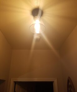 Globe Electric 65380 1-Light Flush Mount Ceiling Light, Dark Bronze, Satin Finish, Antique Brass Accents, Clear Glass Shade, Ceiling Light Fixture, E26 Bulb, Bulb Not Included Dark Bronze with Clear Glass 50 916dG PjxXL