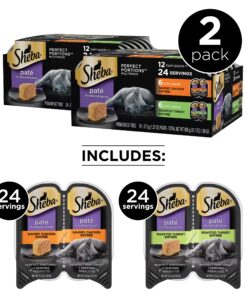 SHEBA PERFECT PORTIONS Paté Adult Wet Cat Food Trays (24 Count, 48 Servings), Savory Chicken and Roasted Turkey Entrée, Easy Peel Twin-Pack Trays 1.32 Ounce (Pack of 24) 22 916dhx63urS