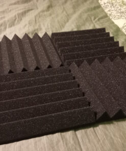 Professional Acoustic Foam Panels - Wedge Style 12x12x2” Tiles - 4 Pack - Studio Foam for Sound Dampening - Soundproofing Foam for Walls and Ceilings (Charcoal Color) Charcoal 36 916hEBUMhIL