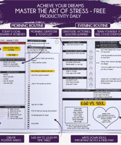 Law of Attraction Life & Goal Planner - A 30 Day Journey Creating Your Dream Life - Personal Gratitude Journal, Week Success Planner, and Stickers Purple (30-day) 33 916pRW004fL