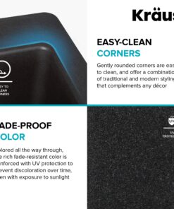 Kraus KGD-410B 24 2/5 inch Dual Mount Single Bowl Black Onyx Granite Kitchen Sink Sink with Strainer 25 916uflY8XEL