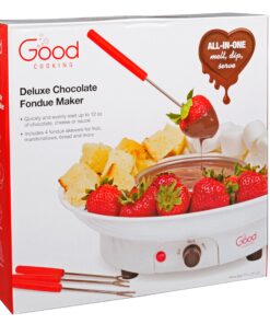 Electric Fondue Maker Deluxe Set w 4 Forks, Removable Serving Tray & Melting/Warming Setting - Great for Dipping Snacks Marshmallows Bread in Chocolate, Caramel, Cheese, Sauce - Appetizers & Desserts 24 916wQWwG61L