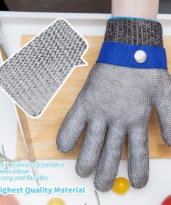ARCLIBER Level 9 Cut Resistant Glove Stainless Steel Wire Metal Mesh Butcher Glove for Meat Cutting Oyster Shucking Chopping and Peeling Large (Pack of 1) Blue Strap 8 916x61qAVXL
