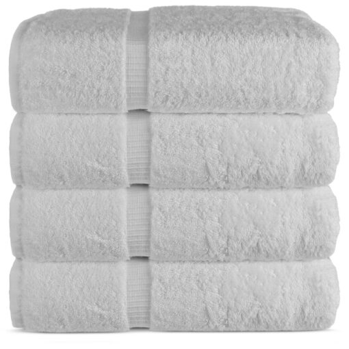 Chakir Turkish Linens 100% Cotton Premium Turkish Towels for Bathroom | 27'' x 54'' (4-Piece Bath Towels - White) 4-Piece Bath Towels