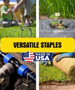6 Inch Galvanized Landscape Staples Made in USA - 100 Metal Garden Stakes for Gardening - 11 Gauge Anti-Rust Heavy-Duty Ground Sod Pins Yard Stakes for Weed Barrier Fabric Irrigation Tubing Hose 27 917 2BvBqbL