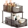 Sorbus 2 Tier Under Sink Bathroom Organizers and Storage, Strong Steel Mesh Sliding Drawers for Enhanced Bathroom Storage, Bathroom Organization and Storage & Under Kitchen Sink Organizer (Bronze) Bronze 41 9176hIlxkHL