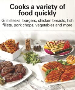 Alternative view of Hamilton Beach Electric Indoor Grill, 6-Serving, Large 90 sq. in. Nonstick Easy Clean Plates, Floating Hinge for Thicker Foods, 1200 Watts, Silver (25371)