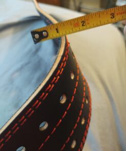 Weight Lifting Belt (5mm Thick) - Leather Weight Lifting Belt for Women & Men - Functional Workout Belt - Gym Belt for Weightlifting, Powerlifting, Squat & Deadlift - Adjustable Weightlifting Belt Black/Red Medium 60 917JoaJhYrL