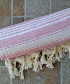 Dandelion - Basic Pattern - Naturally-Dyed Cotton Turkish Towel Peshtemal - 71x39 Inches - Sugar Pink 9 917NAGBK0L