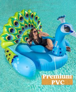 JOYIN Inflatable Peacock Pool Float - Giant Green Peacock Ride on Raft for Swimming Pool, Beach Floaties, Party Decoration Toys, Inflatable Island, Summer Pool Raft Lounge for Adults & Kids Water Fun Blue 33 917PRd8R1PL