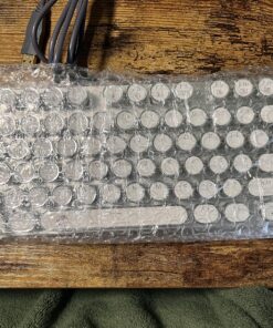 HUO JI E-Yooso Z-88 Typewriter Mechanical Keyboard, Rainbow LED Backlit, Vintage Retro Style with Blue Switches, Compact 81 Keys for PC, Mac, White rainbow, blue switch, white 13 917SQ9zH4rL