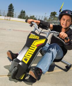 Razor PowerRider 360 – Electric Tricycle, Up to 9 mph, Welded Steel Fork, 12V Powered Ride-On for Ages 8 and Up, Black, Yellow 20 917WmDef86L