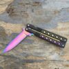 TAC Force Assisted Opening Black Handle Rescue Folder Half Stainless Steel Rainbow Blade Knife