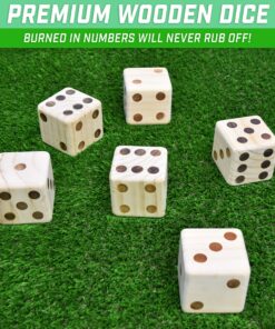 Alternative view of GoSports Giant Wooden Playing Dice Set with Rollzee and Farkle Scoreboard - Includes 6 Dice, Dry-Erase Scoreboard and Canvas Tote Bag - Choose 2.5 Inch or 3.5 Inch Dice) 3.5 Inch Natural Wood Dice