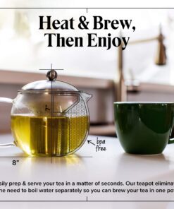 Teapot with Infuser for Loose Tea - 40oz, 3-4 Cup Tea Infuser, Clear Glass Tea Kettle Pot with Strainer & Warmer - Loose Leaf, Iced Tea Maker & Brewer Standard 27 917lpnXI0lL