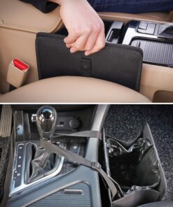 KMMOTORS Car Trash Can, Leather Trash Bag Foldable Hanging bin, Cute car Gadgets, Garbage Container, Vegan Leather(Medium, Black) Medium 29 917ti8K0YFL