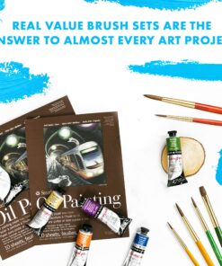 PRINCETON ARTIST BRUSH CO. Princeton Real Value, Series 9100, Paint Brush Sets for Acrylic, Oil & Watercolor Painting, Syn-Gold Taklon (Rnd 2, 4, Liner 2/0, Shader 2, 6, Angular 1/4, Wash 3/4) Gold 17 917uM 1lqVL