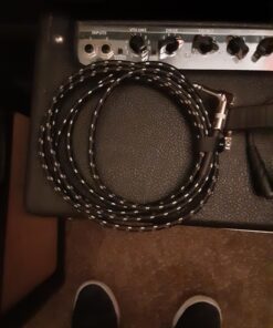 GLS Audio Instrument Cable - Amp Cord for Bass & Electric Guitar - Straight to Right Angle 1/4 Inch Instrument Cable - Black/Grey Braided Tweed, 10ft 10 Ft. Right-Angle 29 917zaiAO3wL
