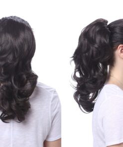 Onedor 15" Synthetic Fiber Curly Ponytail Hair Extension hairpiece with Clip-in Jaw Clips, Dual-Use Hair Extensions (1#-Black) 1#-Black 13 9183TlX8f6L