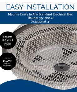 Broan-NuTone 157 Low-Profile Fan-Forced Ceiling Heater, Enclosed Sheath Element for Bathroom, Kitchen, and Home, Standard, Satin Aluminum 23 9187IGv3tEL