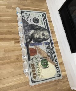 Machine Washable $100 Bill Design Non-Slip Rubberback 22x53 Modern Runner Rug for Hallway, Kitchen, Bedroom, 22" x 53", Multicolor Money New $100 Runner - 22" x 53" 32 9187t4XjdqL