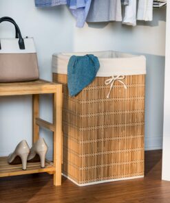 Alternative view of Honey-Can-Do Bamboo Wicker Laundry Hamper with Removable Canvas Bag HMP-01620 Natural, 25-Inches Tall