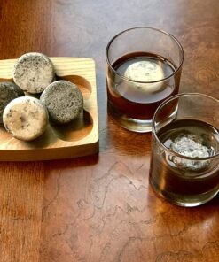 Sea Stones- 9-Piece Set - Full Sized Upcycled Granite Whiskey Chilling Stones- On the Rocks Set Includes 2 Monogrammable Tumblers with Wooden Presentation Tray - Made in the USA with Granite from NH 14 918EidZAOLL