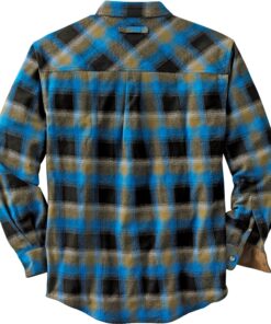 Alternative view of Legendary Whitetails Men's Buck Camp Flannel, Long Sleeve Plaid Button Down Casual Shirt, Corduroy Cuffs Cobalt Plaid Large Tall