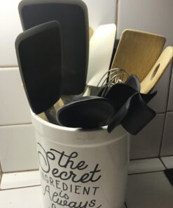 UpGood Silicone Turner Set - 2 Pack of Large and Small Kitchen Spatulas - High Heat Resistant Nonstick Utensils with Tapered Edges - Flexible Stainless Steel, BPA Free Professional Grade Cookware Turner 2 Pack Black 18 918K6 kifBL