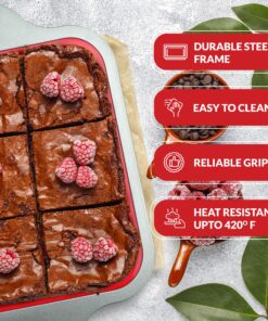 Alternative view of Boxiki Kitchen Non-Stick Silicone 8x8 Square Cake and Brownie Pan with Easy Grip Steel Frame Handles - Easy to Release, Oven & Dishwasher Safe Silicone Square Cake Pan (8x8)