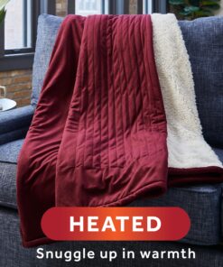 Alternative view of Sunbeam Royal Mink Sherpa Cabernet Heated Personal Throw / Blanket, Cozy-Warm, Adjustable Heat Settings