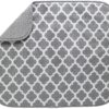 S&T INC. Dish Drying Mat for Kitchen, Absorbent, Reversible Microfiber Dish Mat, 16 Inch x 18 Inch, White Trellis