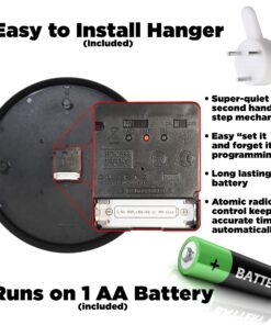 The Ultimate Wall Clock - 14" Atomic, Black, Easy to Read, Perfect for Home, Office, School, Indoor / Outdoor 14” Atomic 21 918krBOACML