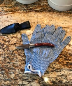HiCoup Oyster Shucking Knife and Glove Kit - Clam and Oyster Knife Shucker Set with Stainless Steel Seafood Opener Tool, Wood Handle and Gloves 48 918rts5dw7L