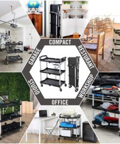 Olympia Tools 85-188 Pack-N-Roll Folding Collapsible Service Cart, Black, 50 Lb. Load Capacity per Shelf 150LB 37 918uXyLqwBL
