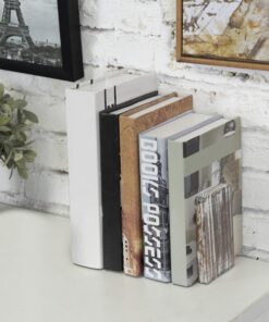 MyGift Torched Wood and Metal Bookends, Decorative Desktop Book Stand Holder Desk Organizer, 1 Pair 11 9193G8oz4sL