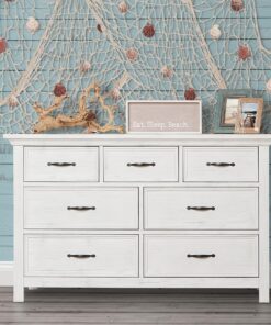 Evolur Belmar Double Dresser in Weathered White, Comes Assembled, Included Anti-Tip Kit, Seven Spacious Drawers, Dresser For Nursery, Bedroom, Wooden Nursery Furniture 54x20.25x33 Inch (Pack of 1) 14 9195M2vxP0L
