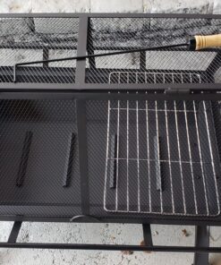 Sunnydaze 36-Inch Northland Outdoor Rectangular Fire Pit with Cooking Grill, Poker, and Spark Screen - Black Finish 39 9196cotz7IL