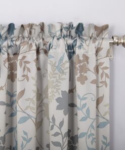 Sun Zero Kara Floral Print Energy Efficient Rod Pocket Single Curtain Panel, 54" x 84", Stone 54" x 84" 27 9196fhJ1npL
