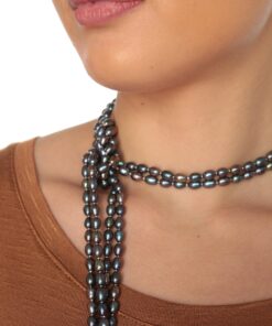 Alternative view of HinsonGayle AAA Handpicked 5.5-6mm Multicolor Black Oval Freshwater Cultured Pearl Rope 100 Inch