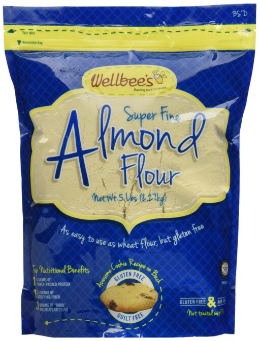 Wellbee's Almond Flour, Extra Fine, Gluten Free, Blanched, Low Carb, All Purpose, 5 lbs 5 Pound (Pack of 1)