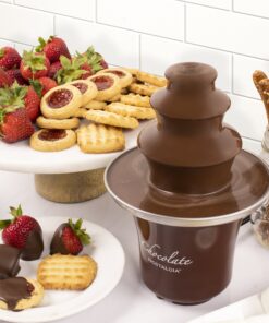Nostalgia 8-Ounce Chocolate Fondue Fountain, Half-Pound Capacity, Easy to Assemble 3 Tiers, Perfect for Nacho Cheese, BBQ Sauce, Ranch, Liqueurs, 0.5 Pound, Brown 15 919FJomqNL