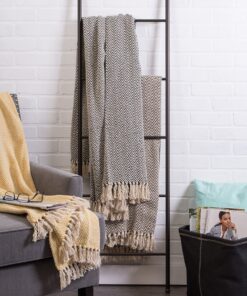 DII Chevron Throw Collection Handloomed Cotton, 50x60, Dark Brown 50x60" 22 919QRX21XAL