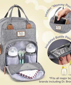 RUVALINO Diaper Bag Backpack, Multifunction Travel Back Pack Maternity Baby Changing Bags, Large Capacity, Waterproof and Stylish, Gray 36 919U0Qs0vRL