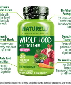 NATURELO Whole Food Multivitamin for Women - with Vitamins, Minerals, & Organic Extracts - Supplement for Energy and Heart Health - Non GMO - 240 Vegan Capsules 240 Count (Pack of 1) 11 919bSoKQMkL