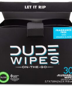 DUDE Wipes - On-The-Go Flushable Wipes - 2 Pack, 60 Wipes - Unscented Extra-Large Individually Wrapped Adult Wet Wipes - Vitamin E & Aloe - Septic and Sewer Safe Fragrance Free 30 Count (Pack of 2) 22 919tI p3U2L